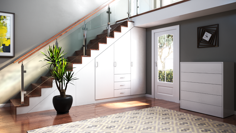 Bild zum Ratgeber Mit einem Treppenschrank wertvollen Stauraum nutzen