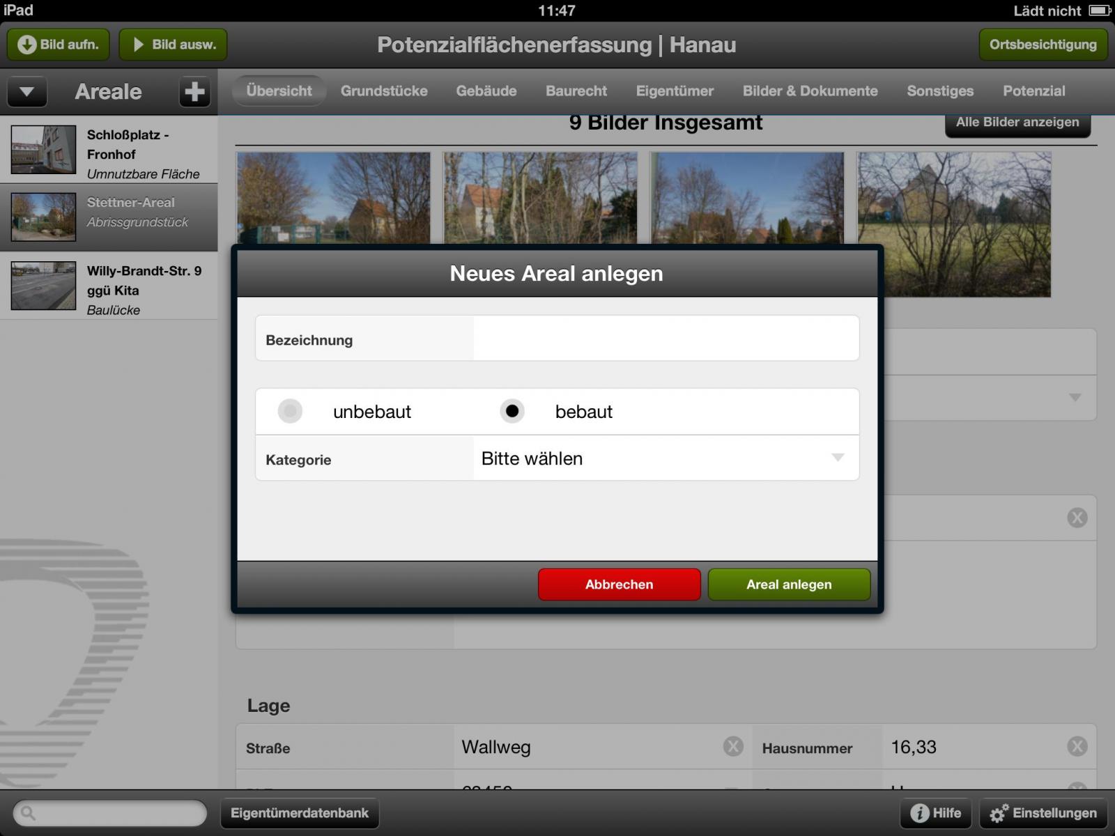 iPad-Anwendung zur Erfassung von Potenzialflächen