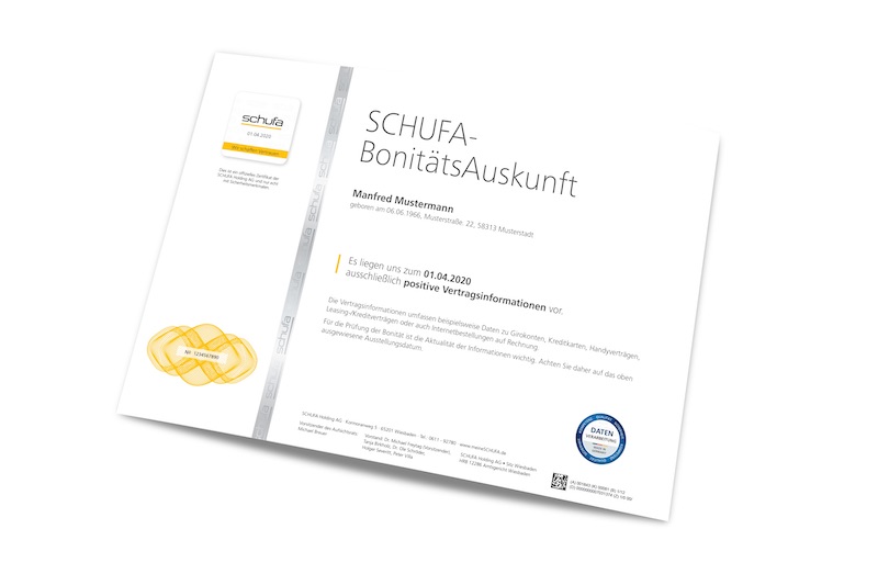 Zertifikat SCHUFA BonitätsAuskunft