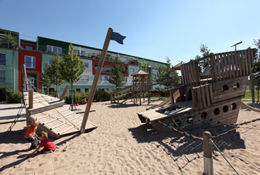Spielplatz in einem Neubaugebiet in Darmstadt